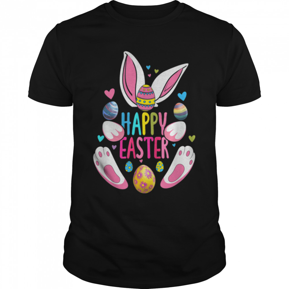 Cute Happy Easter Colorful Eggs Bunny Rabbit T-Shirt B09W93Lqfr