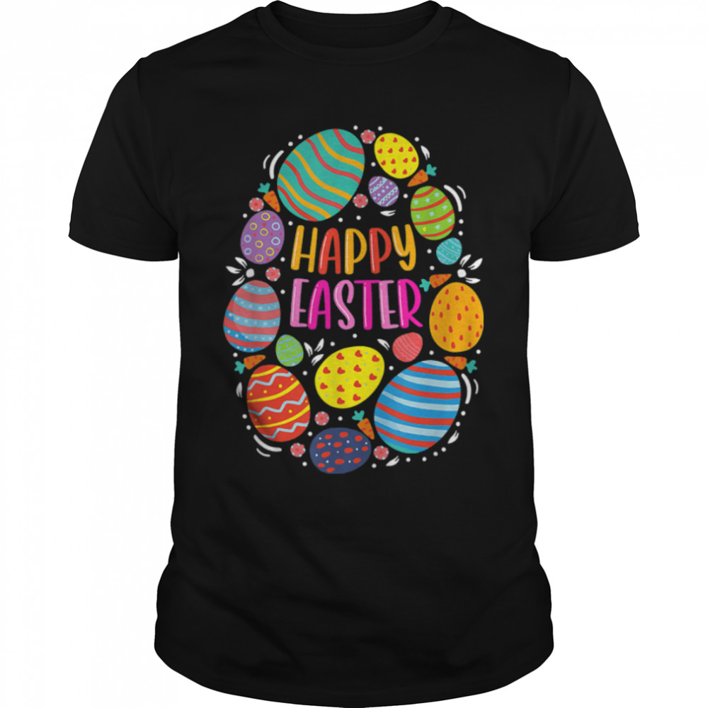 Cute Happy Easter For Teen Girls Boys Easter Colorful Eggs T-Shirt B09W957968