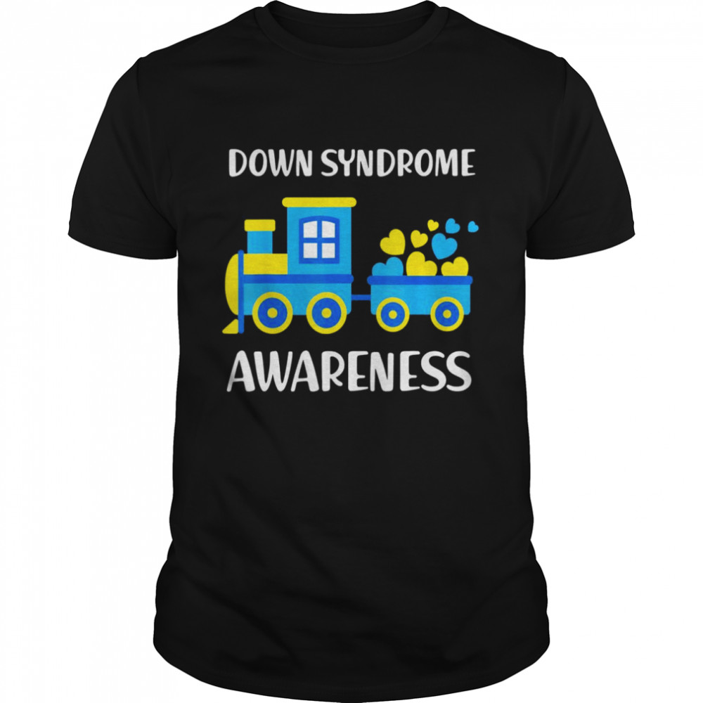 Down Syndrome Awareness Day Train Blue Yellow Ribbon Shirt