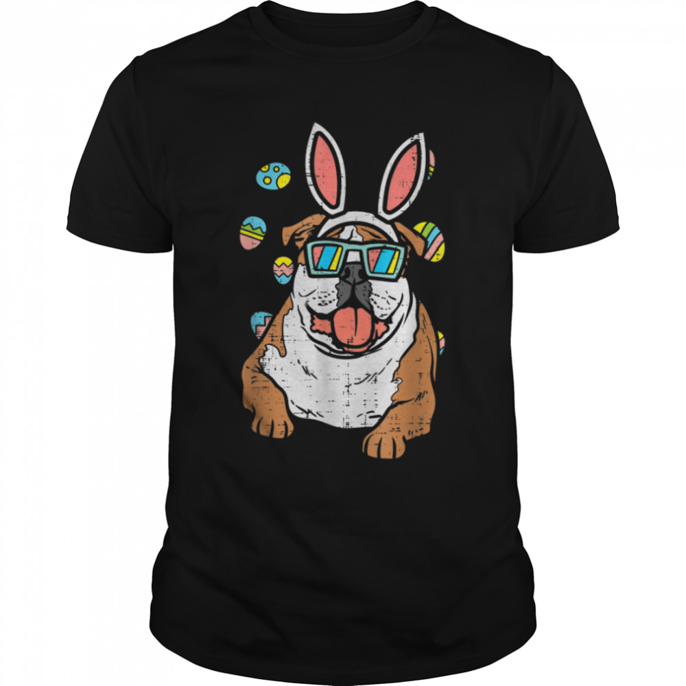 English Bulldog Bunny Ears Eggs Cute Easter Dog Owner Lover T-Shirt B09W5P5PMS
