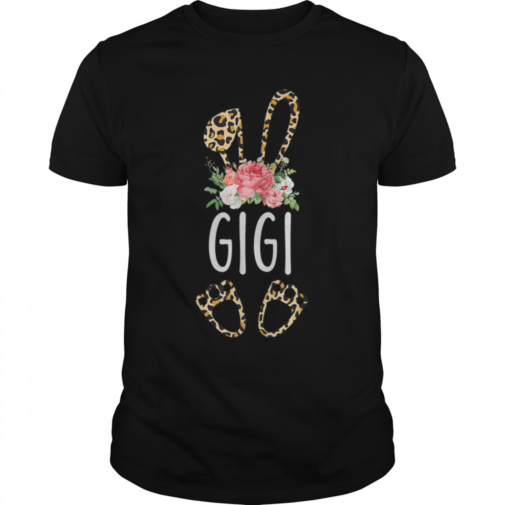 Floral Leopard Gigi Bunny Gift Happy Easter Mother's Day T-Shirt B09W8VPM2X