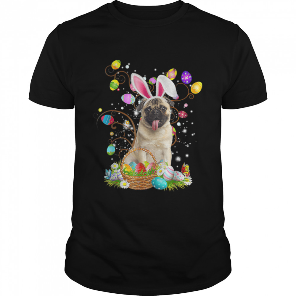 Funny Easter Egg Hunting Pug Dog Easter Day T-Shirt B09W61P2Z7