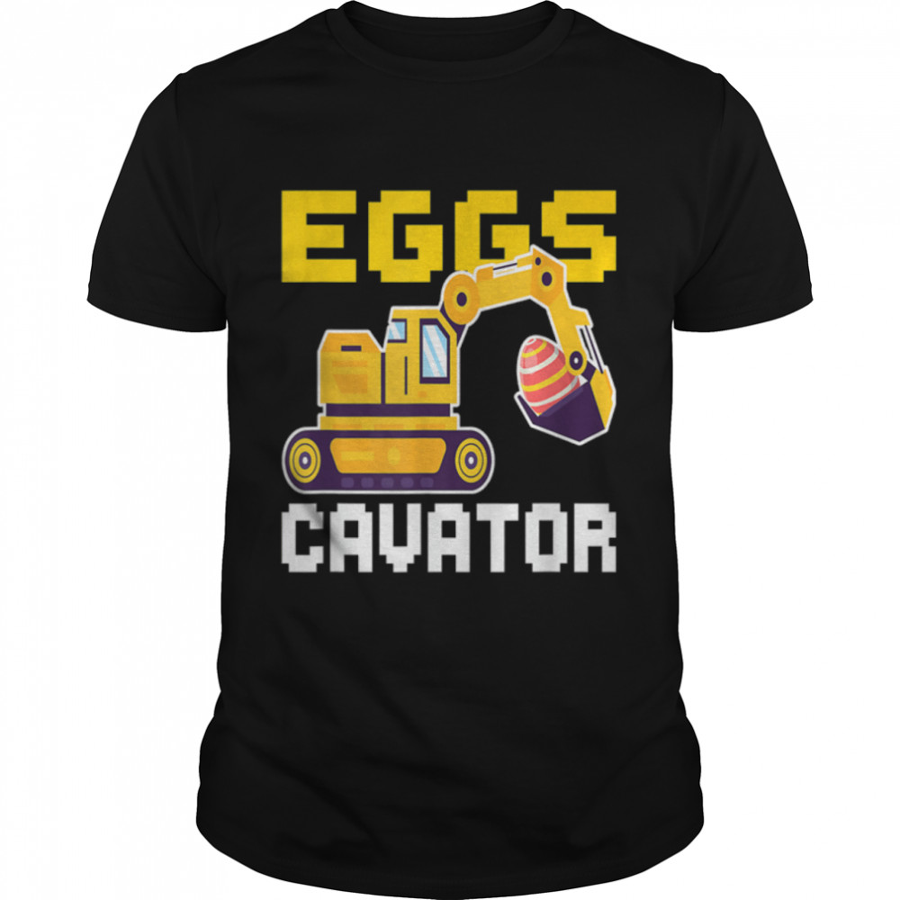 Funny Eggs Cavator Easter Bunny Excavator Easter Boys Kids T-Shirt B09W926WCS