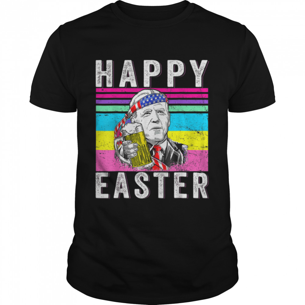 Funny Joe Biden Shirt Happy Easter Day Biden Drinking Beer T-Shirt B09W8XDT1B