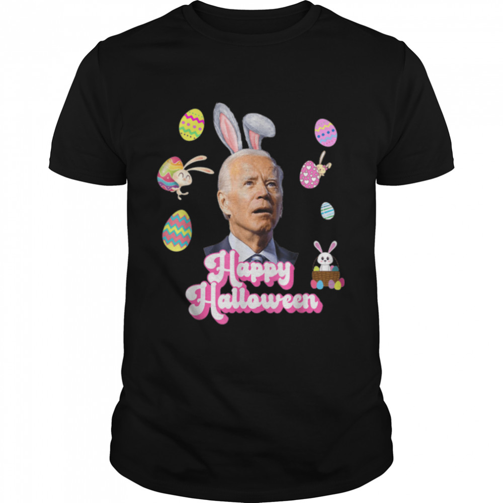 Funny Joe Biden Happy Halloween Confused Easter Biden Bunny T-Shirt B09W92Y23H