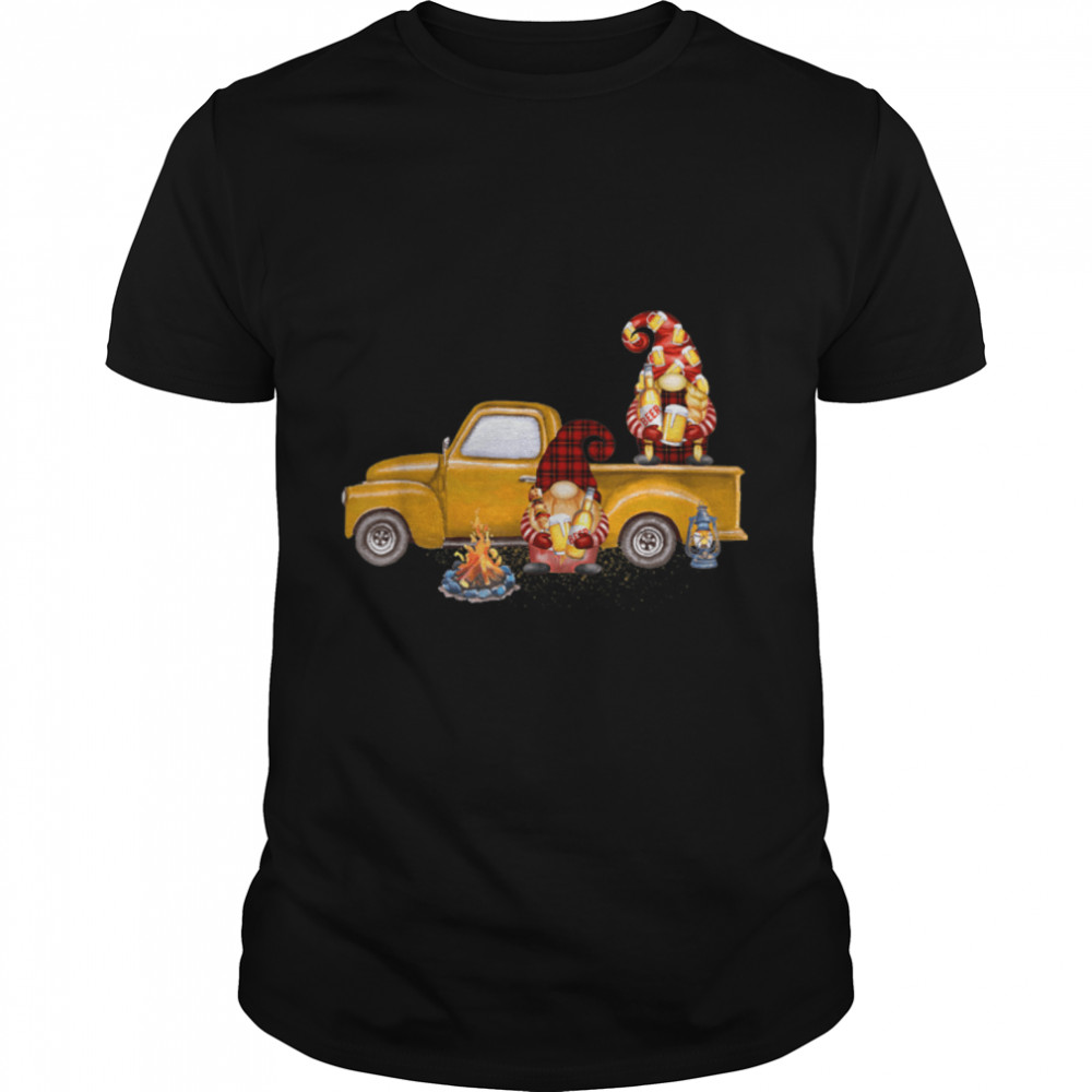 Gnome Beer Drinking Vintage Truck Funny Gift Men Women T-Shirt B09W8XBN5W