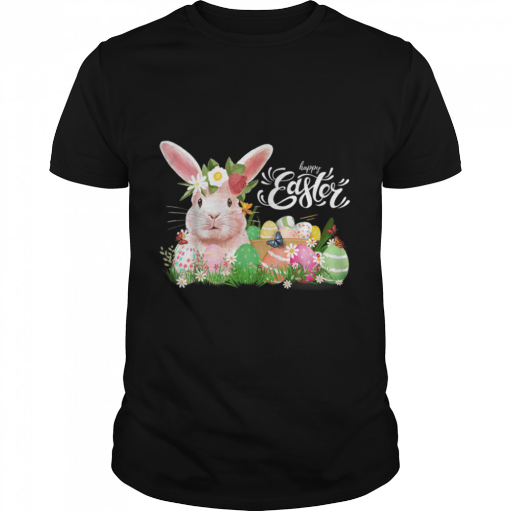 Happy Easter Cute Bunny Eggs Hunting Basket Men Women Funny T-Shirt B09W621NDB