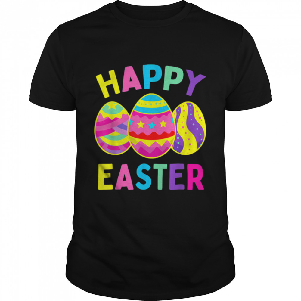 Happy Easter Day, Cute Colorful Egg Hunting Boys Girls Kids T-Shirt B09W5Y6BW7