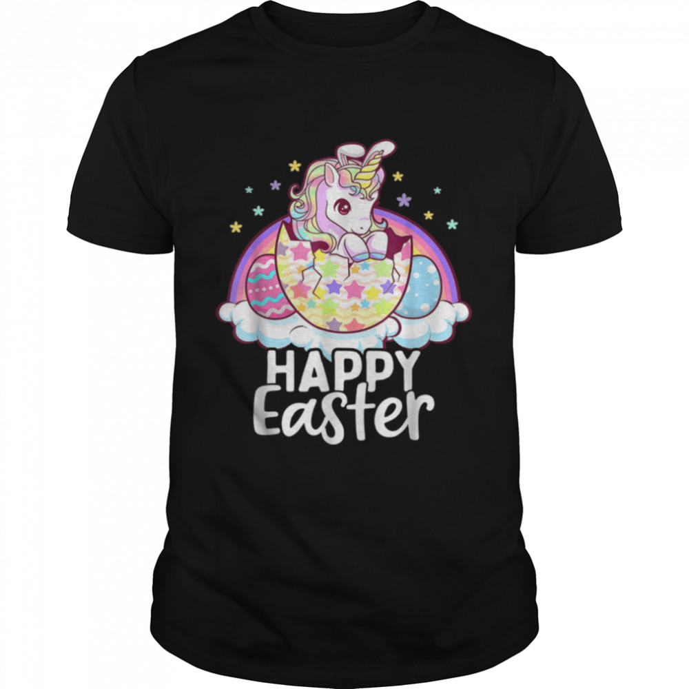 Happy Easter Unicorn Bunny Girls Kids Easter Eggs T-Shirt B09W95ZMWY
