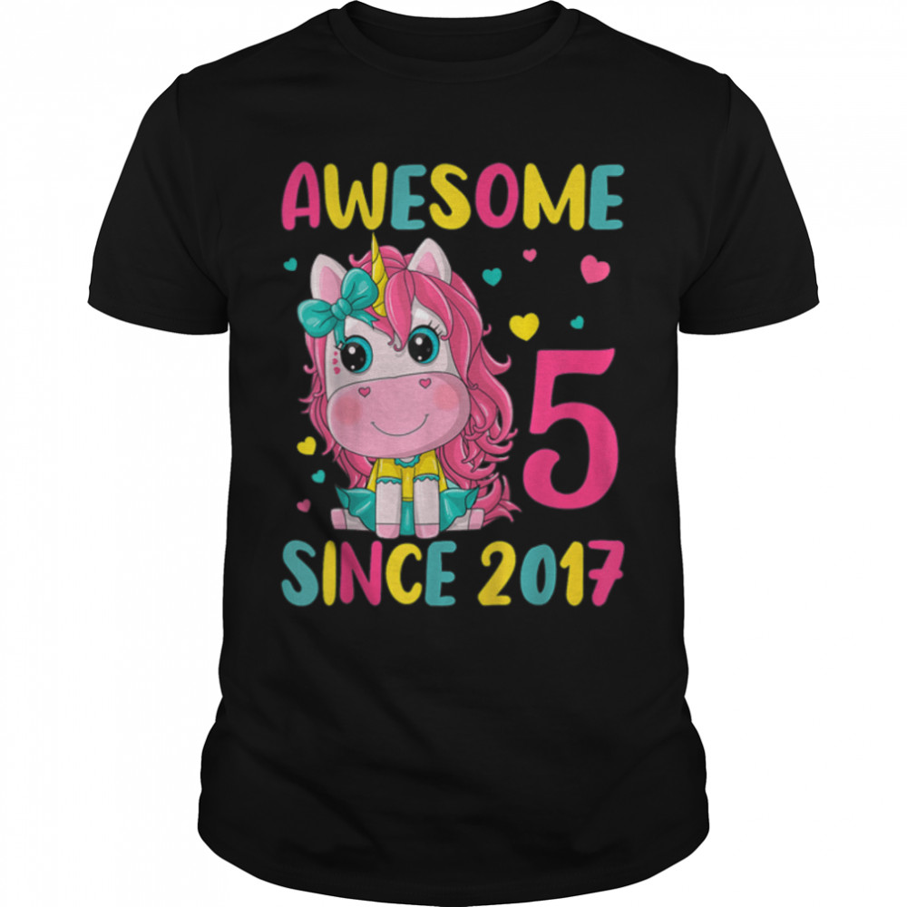 Kids 5Th Birthday Party Unicorn Girl 5 Years Old Birthday T-Shirt B09W8Kcpf9