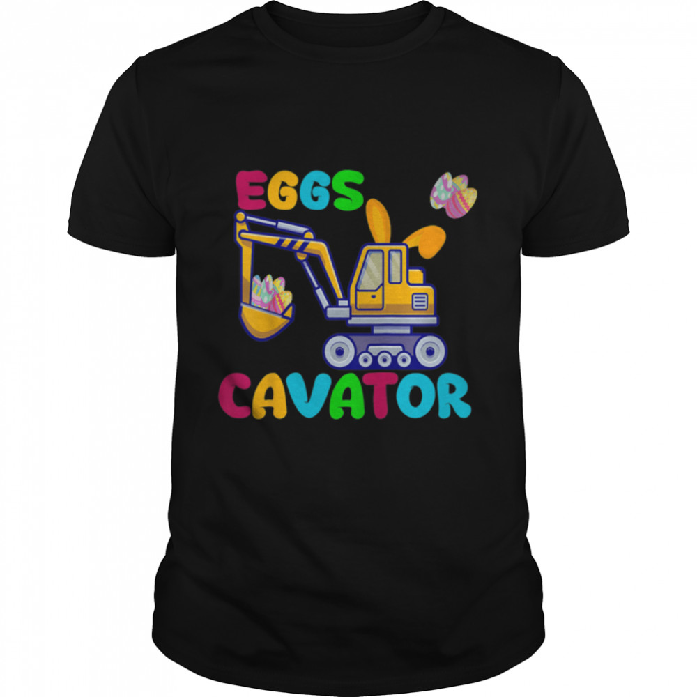 Kids EggsCavator Happy Easter Funny Excavator Hunting Egg Kids T-Shirt B09W94W7B5