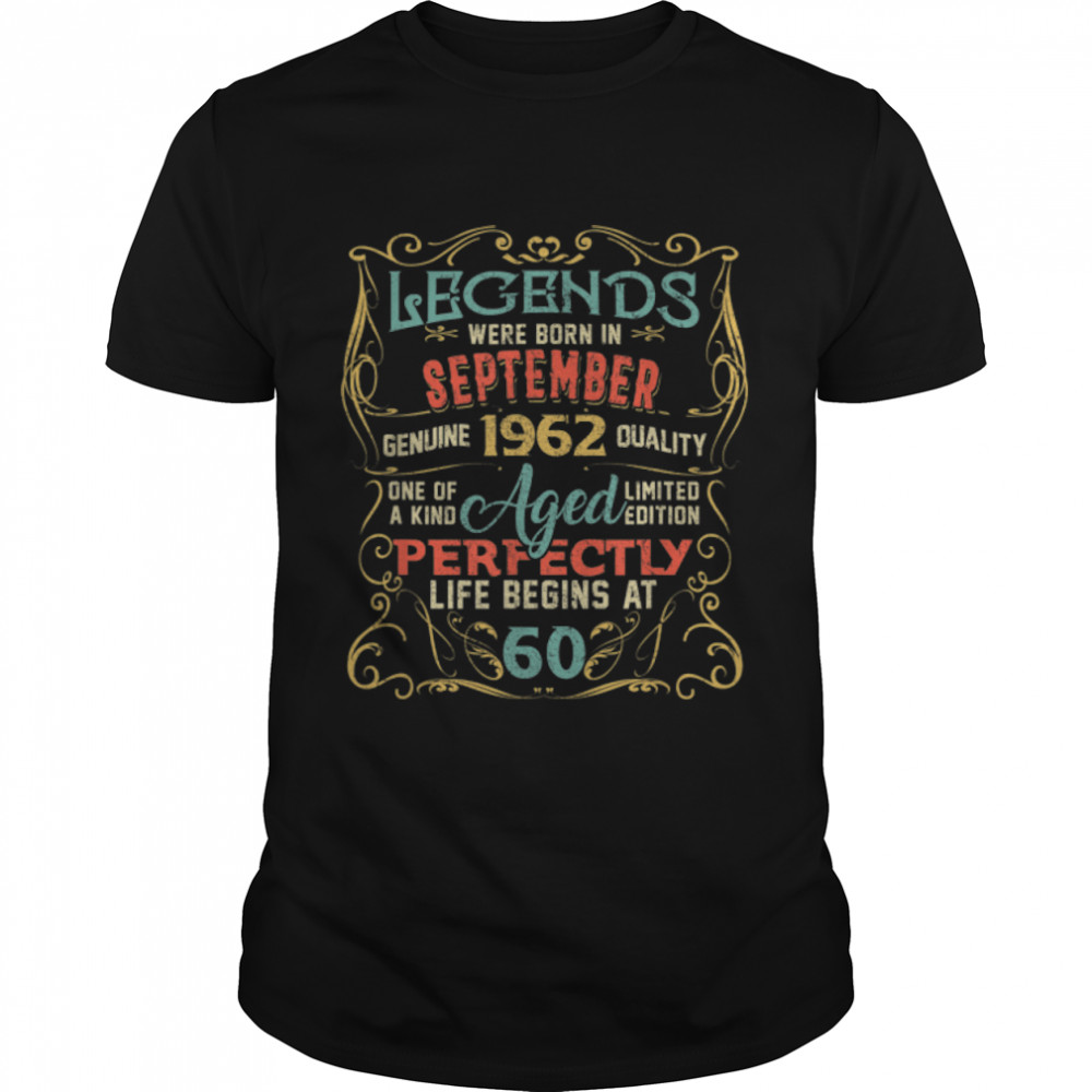 Legend Born September 1962 Vintage 60 Year Old 60Th Birthday T-Shirt B09W89Tcsn