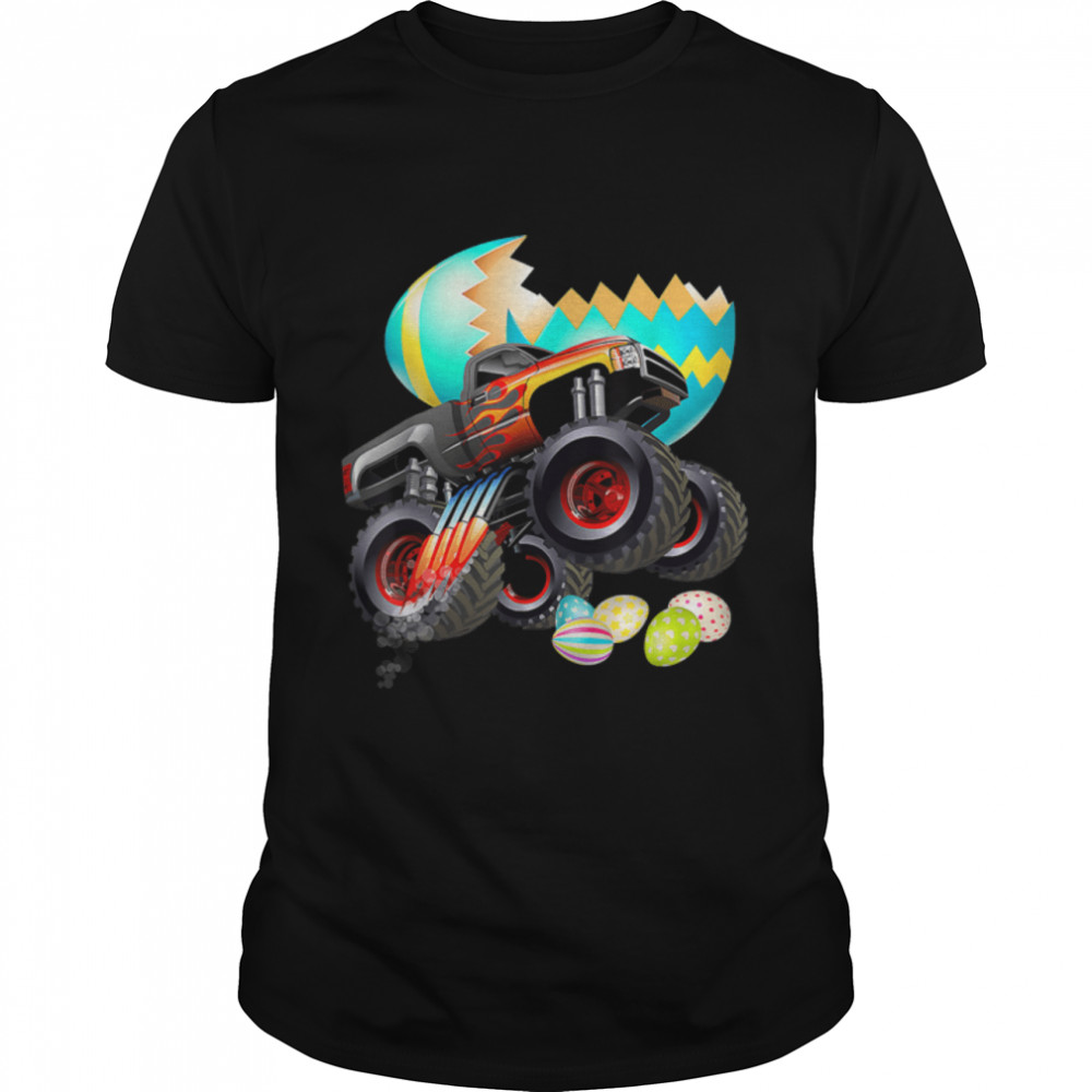 Monster Truck Eggs Easter Egg Hunting Boys Kids T-Shirt B09W62ZSVQ