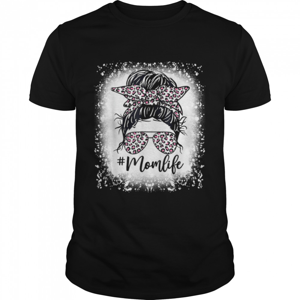 Pink Leopard Mom Life Bleached Shirts Mother's Day T-Shirt B09W8S3RPL