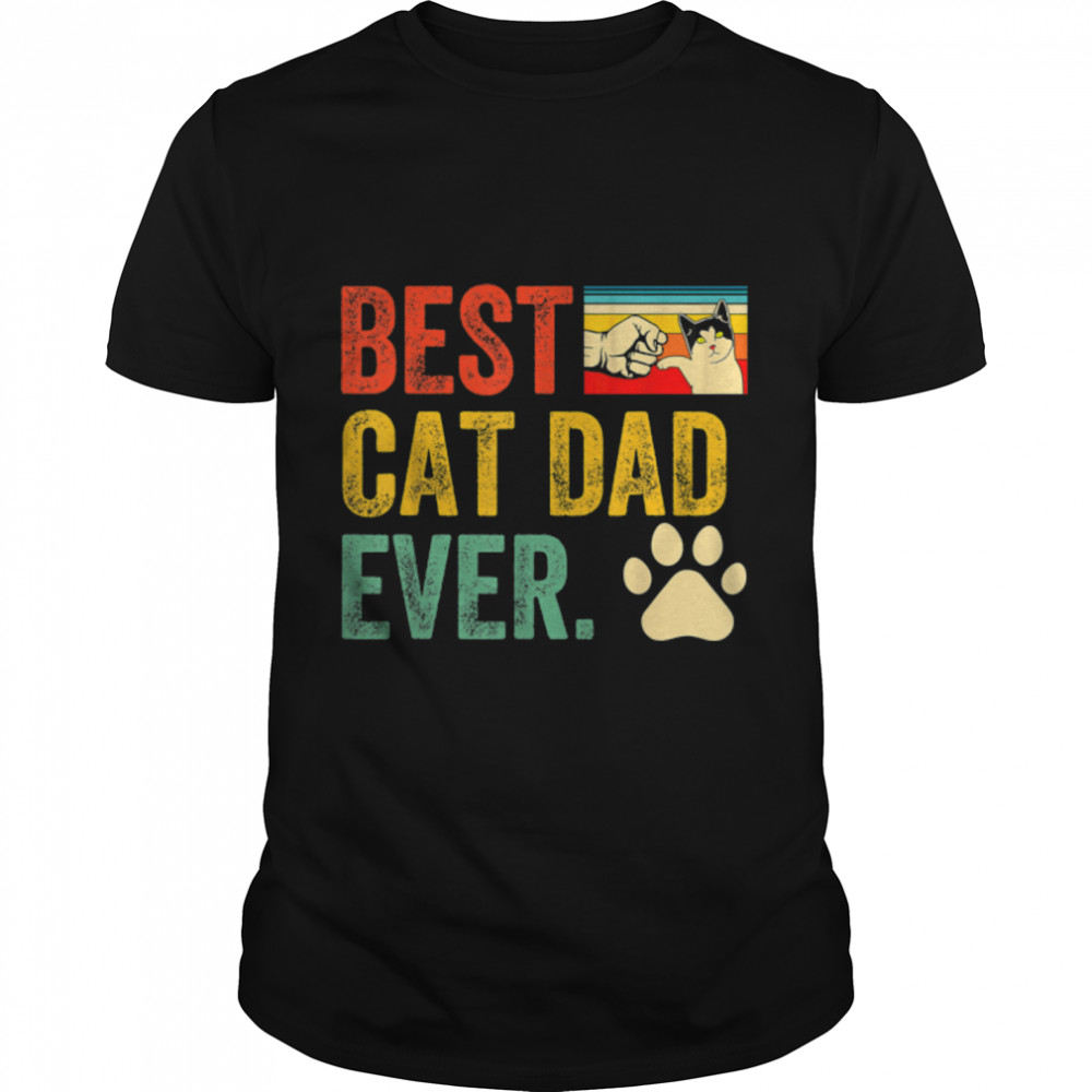 Retro Vintage Best Cat Dad Ever Cat Daddy Father's Day T-Shirt B09W8R3CJ1
