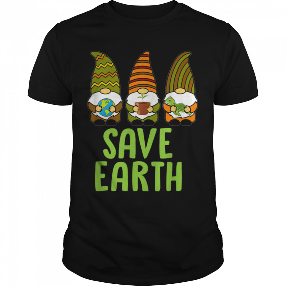 Three Gnomes Plant Turtle Save Earth Gardening Gardener T-Shirt B09W8N5YNZ