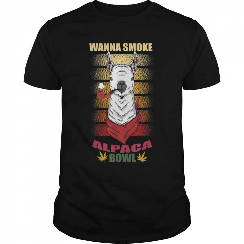 Wanna Smoke Alpaca Bowl Shirt Funny Alpaca T-Shirt B09W8Zk3M9