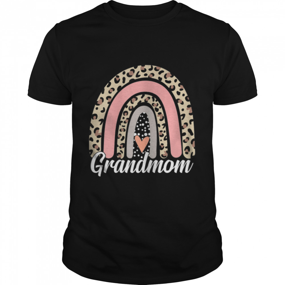 Womens Cute Mothers Day Leopard Rainbow Grandmom Boho Mommy Grandma T-Shirt B09W962RXS