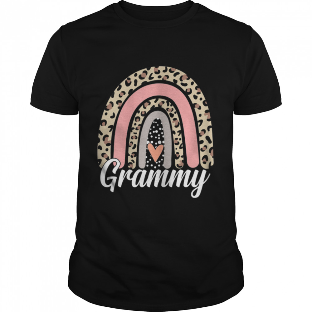 Womens Funny Mother'S Day Leopard Rainbow Grammy Boho Mommy Grandma T-Shirt B09W895Hjn