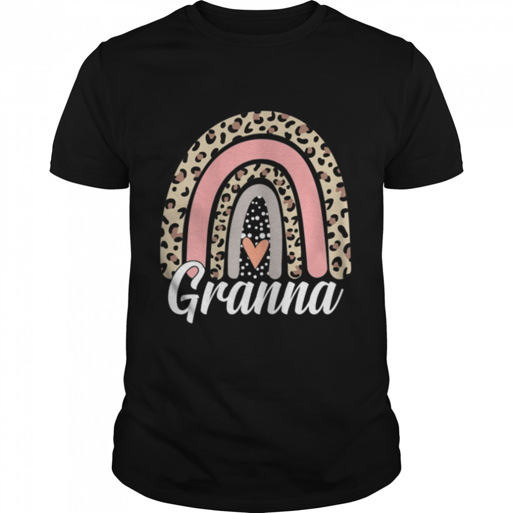 Womens Funny Mother'S Day Leopard Rainbow Granna Boho Mommy Grandma T-Shirt B09W91Sbq4