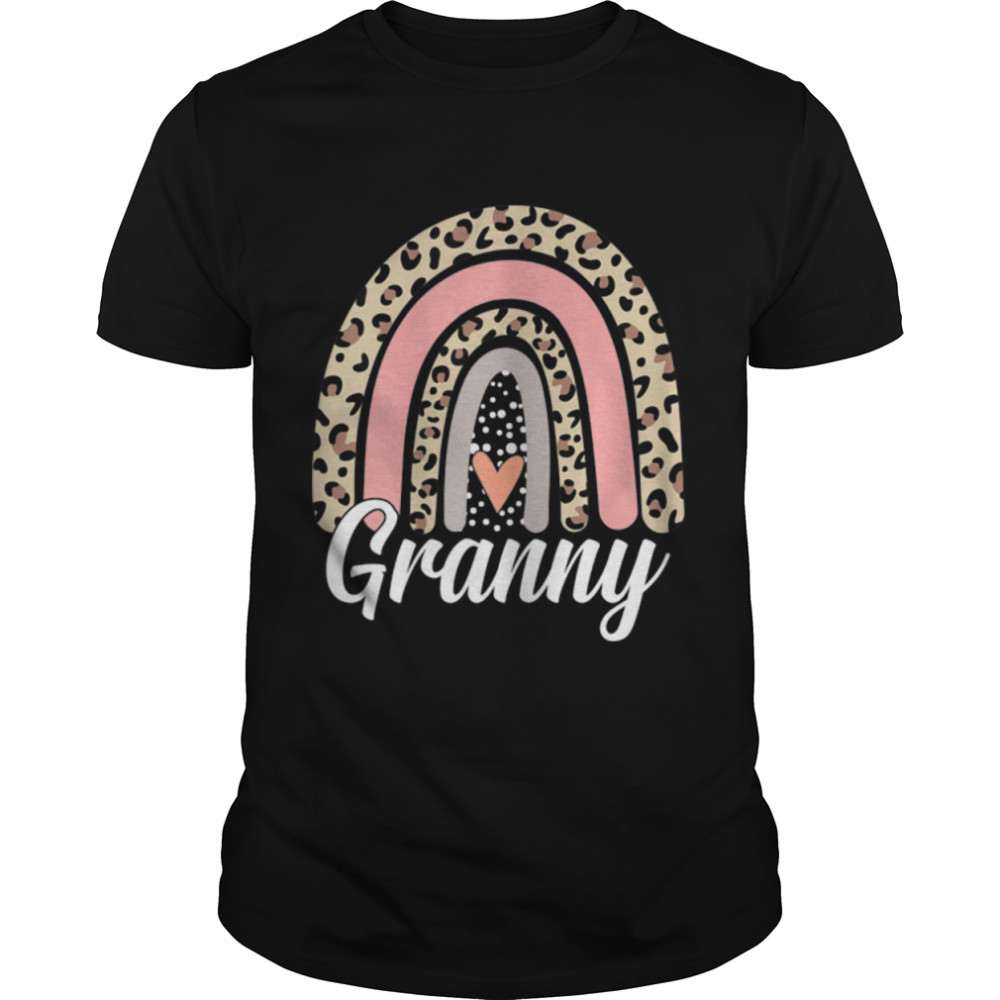Womens Funny Mother'S Day Leopard Rainbow Granny Boho Mommy Grandma T-Shirt B09W8Zmdkx