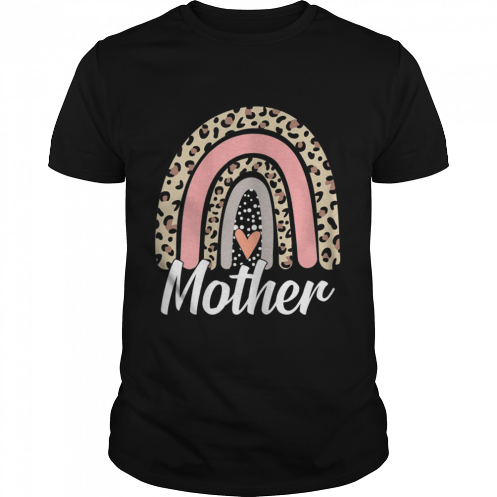 Womens Funny Mother'S Day Leopard Rainbow Mother Boho Mommy Grandma T-Shirt B09W8Kr771