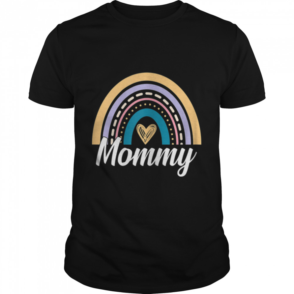 Womens Funny Mother's Day Rainbow Best Mommy Ever Pastel Boho Heart T-Shirt B09W926B5N