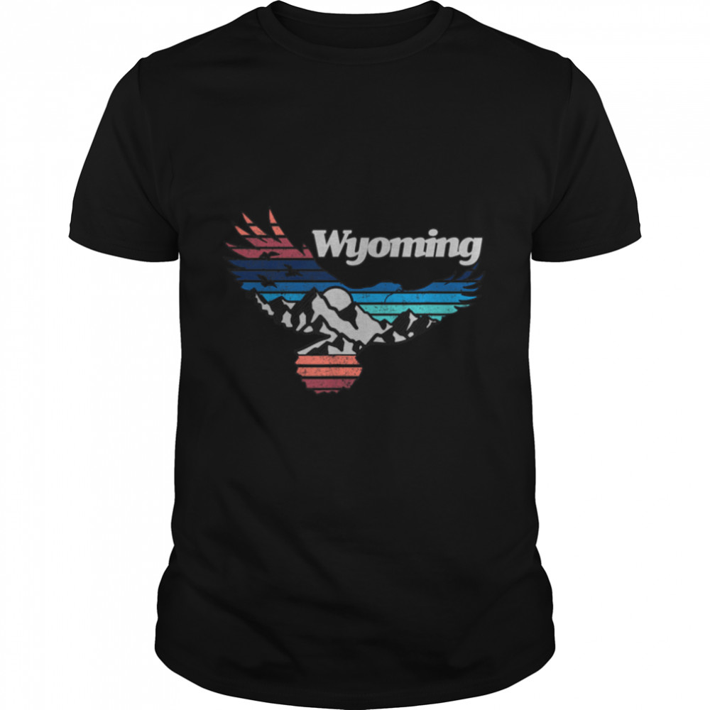 Wyoming Retro Vintage Mountain Outdoors State Graphic T-Shirt B09W8Q9WMB