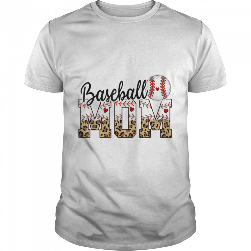 Leopard Baseball Mama Women Mothers Day Funny Baseball Mom T- Classic Men's T-shirt