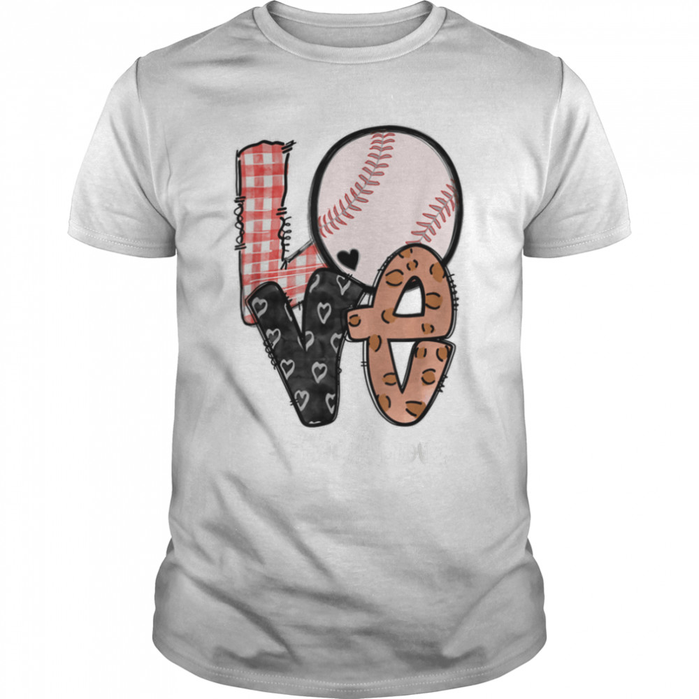 Love Baseball Tball Mom Teeball Leopard Mother'S Day Gift T-Shirt