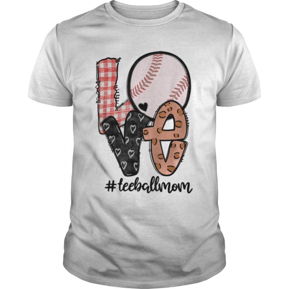 LOVE Baseball Teeball Mom Leopard Ball Mom Mother's Day Gift T-Shirt