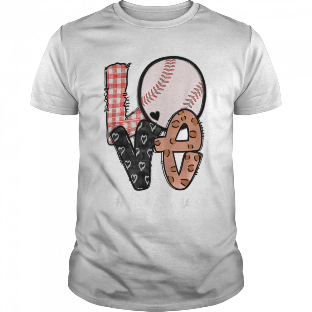 LOVE Baseball Teeball Mom Leopard Ball Mom Mother's Day T-Shirt