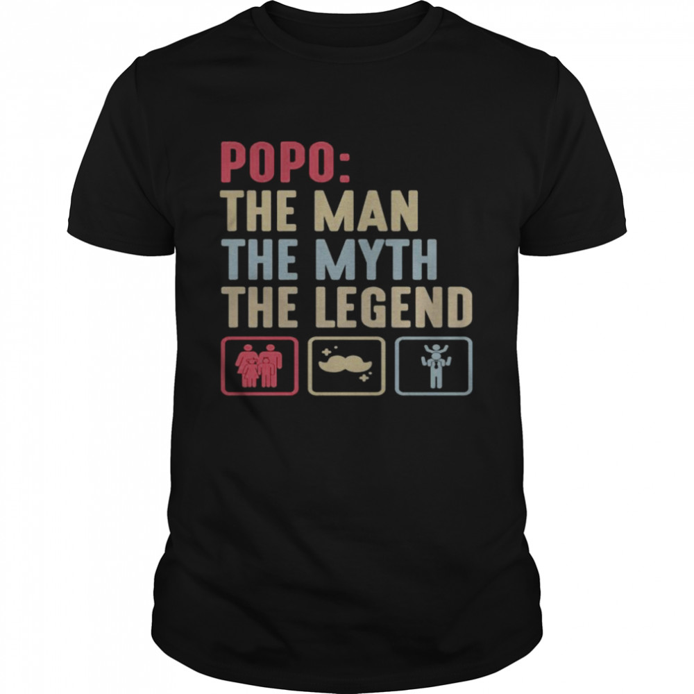 Popo Grandpa Fathers Day Grandfather Dad Papa Shirt
