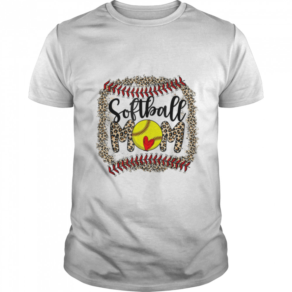 Softball Mom Leopard Funny Baseball Mom Mother's Day T-Shirts