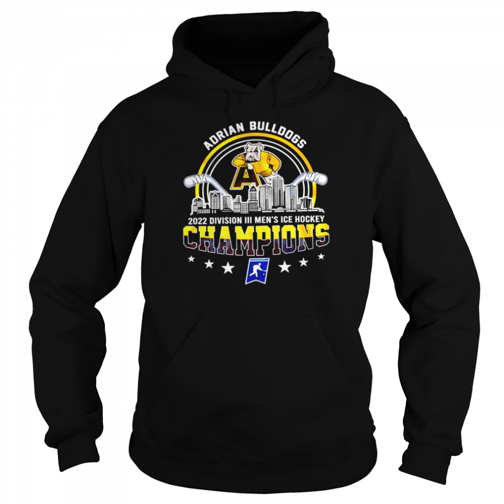 Adrian Bulldogs 2022 NCAA Division III Men’s Ice Hockey Champions T-shirt Unisex Hoodie