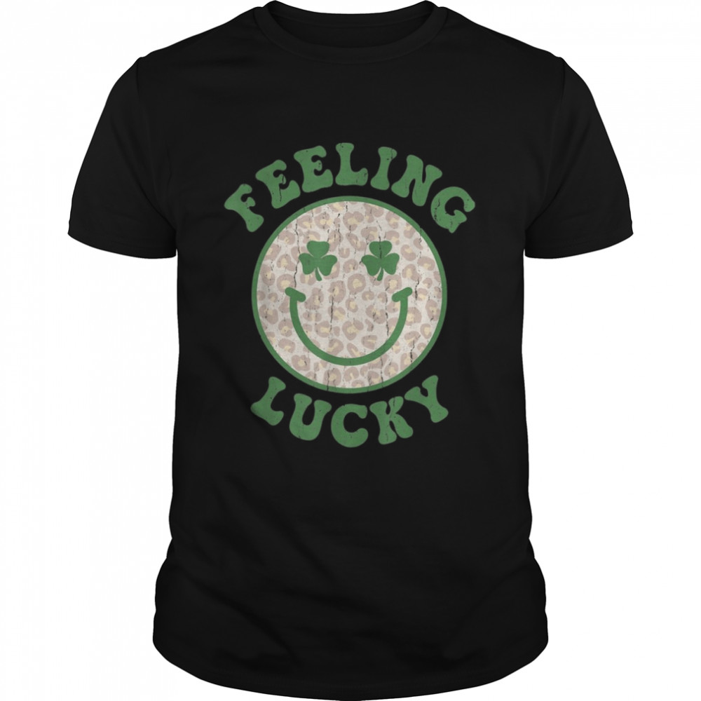 St Patricks Day Feeling Lucky Smiley Leopard Face Shirt