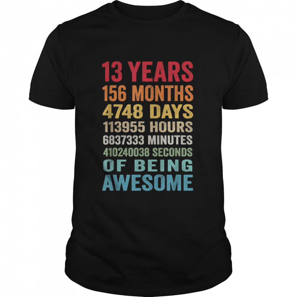 Vintage 13th Birthday Shirt 13 Years Old Being Awesome Shirt