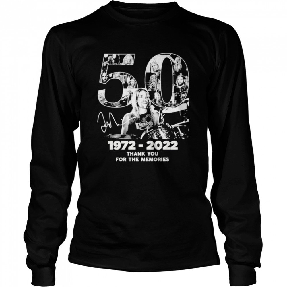rip taylor hawkins age of 50 1972 2022 signature thank you for the memories t long sleeved t shirt