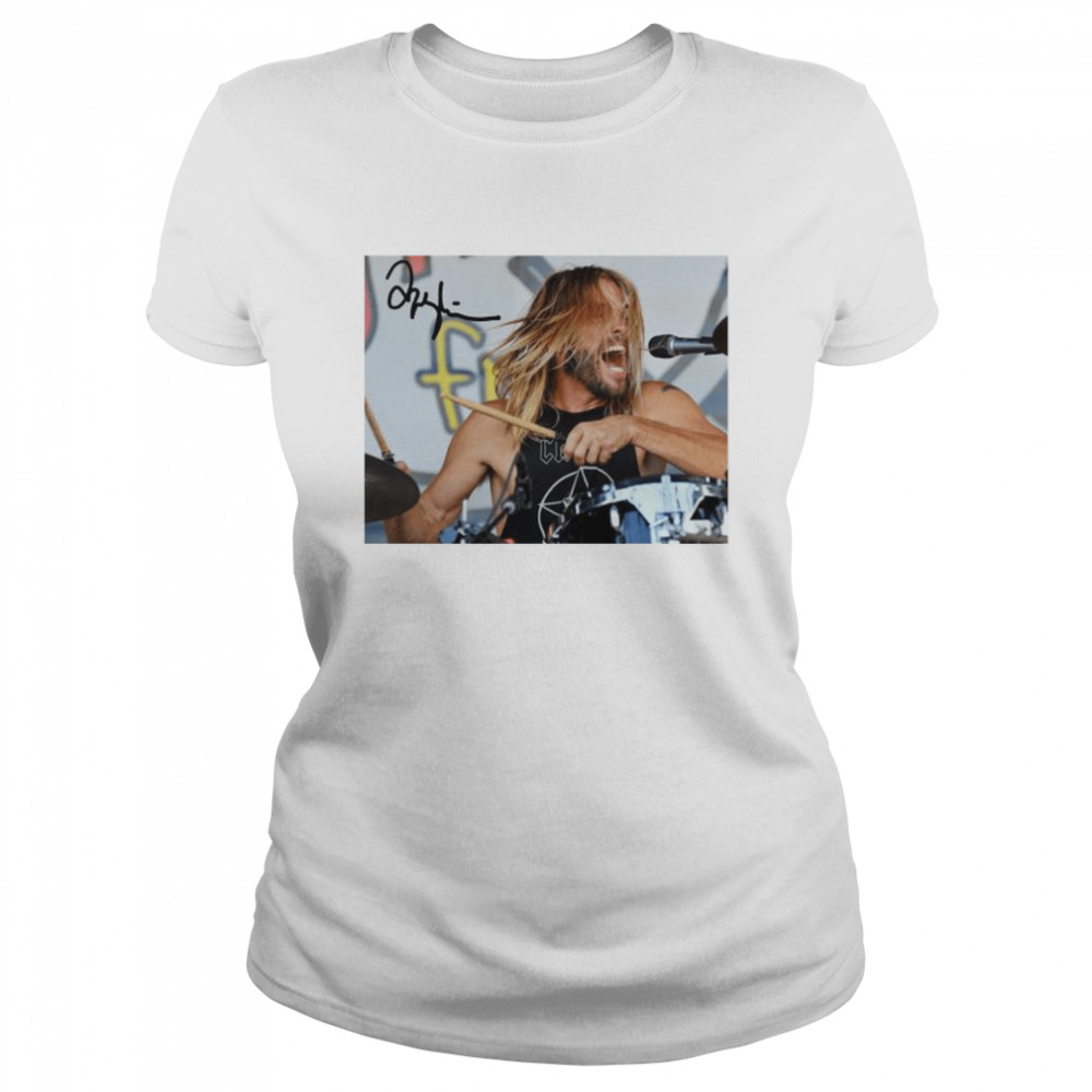 taylor hawkins foo fighters rip thank you the memories t classic womens t shirt