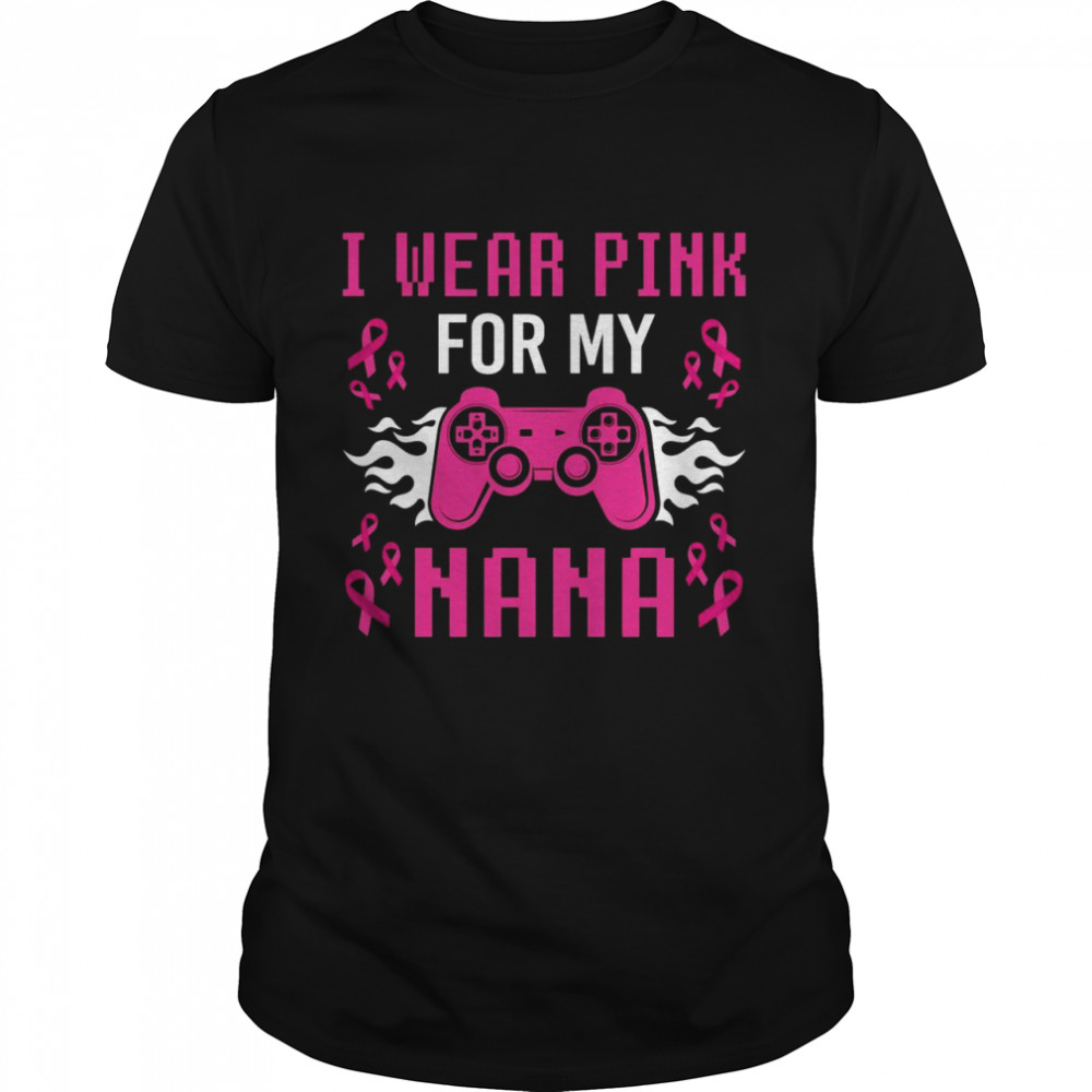 I Wear Pink For My Nana Breast Cancer Gaming Boys Youth Shirt