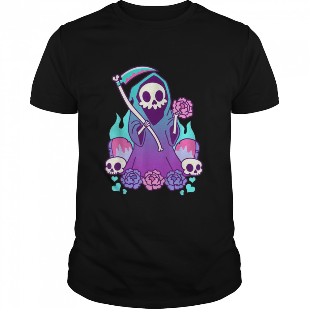 Kawaii Pastel Goth Grim Reaper With Roses  Classic Men's T-shirt
