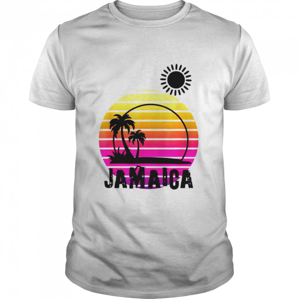 Retro Sunset Palm Trees Beach Cruise Summer Jamaica Vacation T-shirt Classic Men's T-shirt