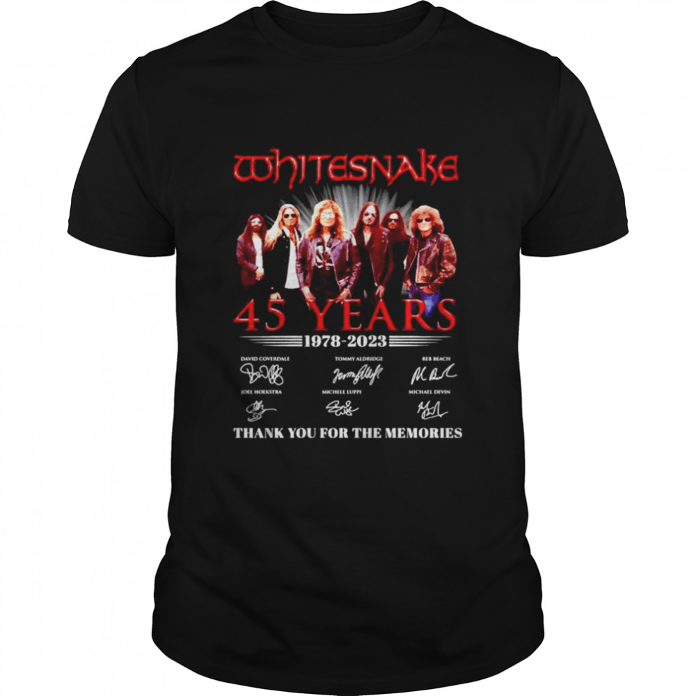 Whitesnake 45 years 1978 2023 thank you for the memories signatures shirt
