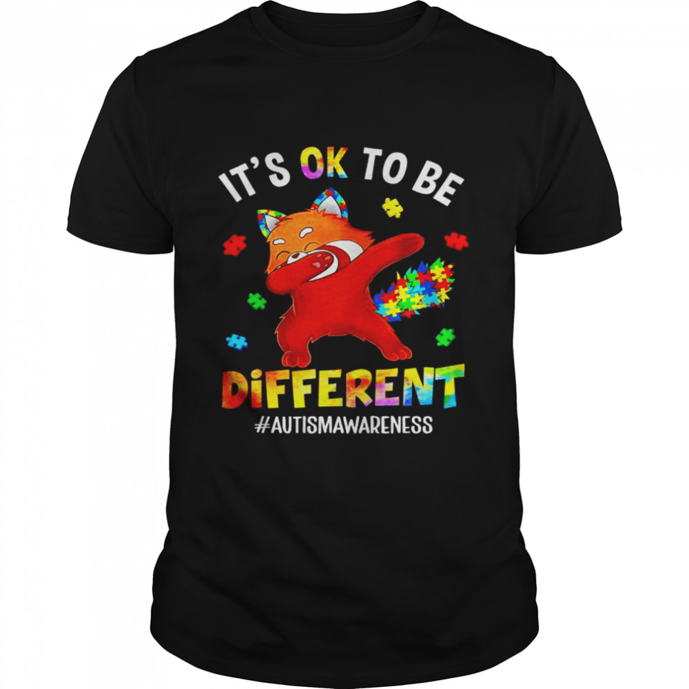 Autism awareness dabbing red panda it’s ok to be different shirt Classic Men's T-shirt