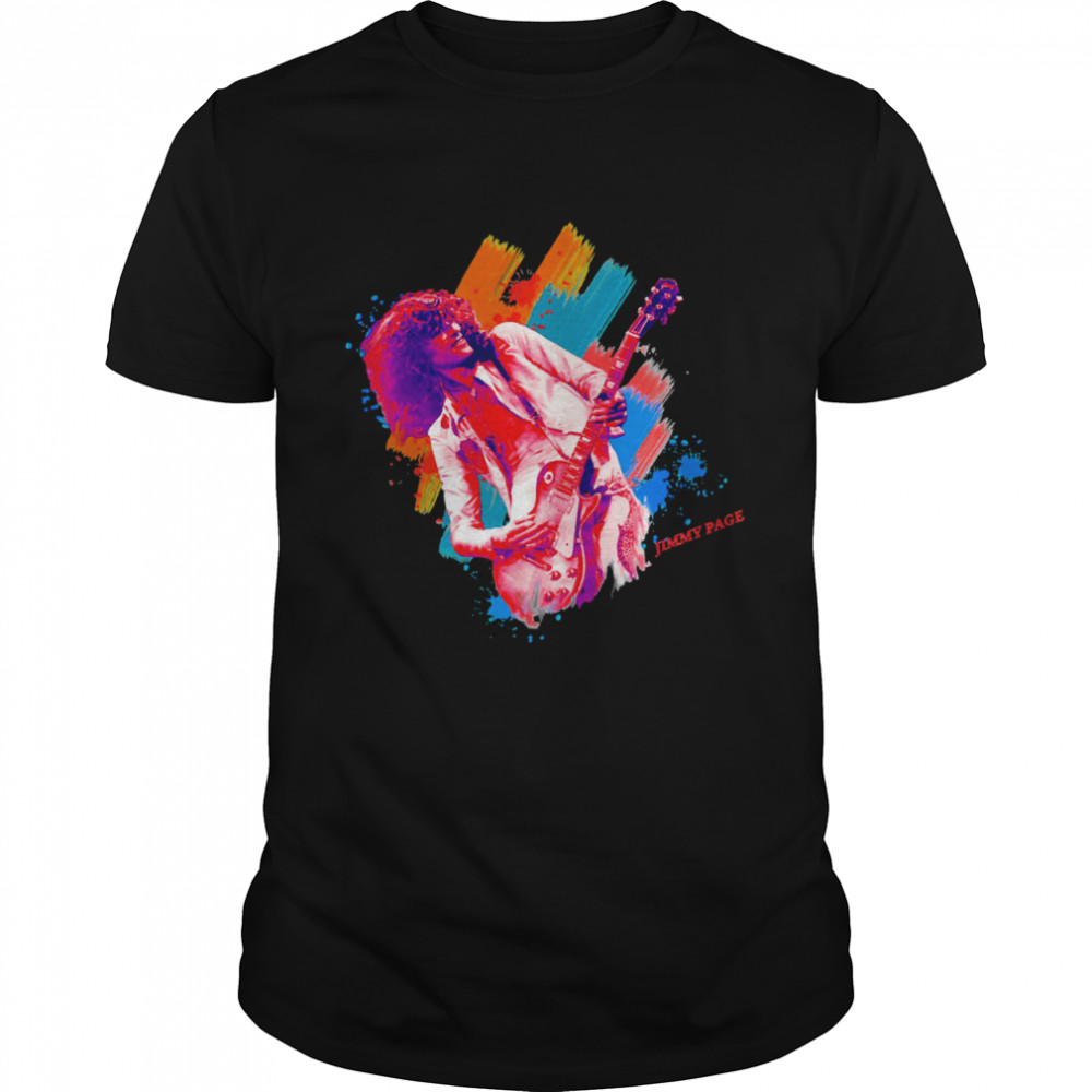 Jimmy Page on stage color art T-shirt