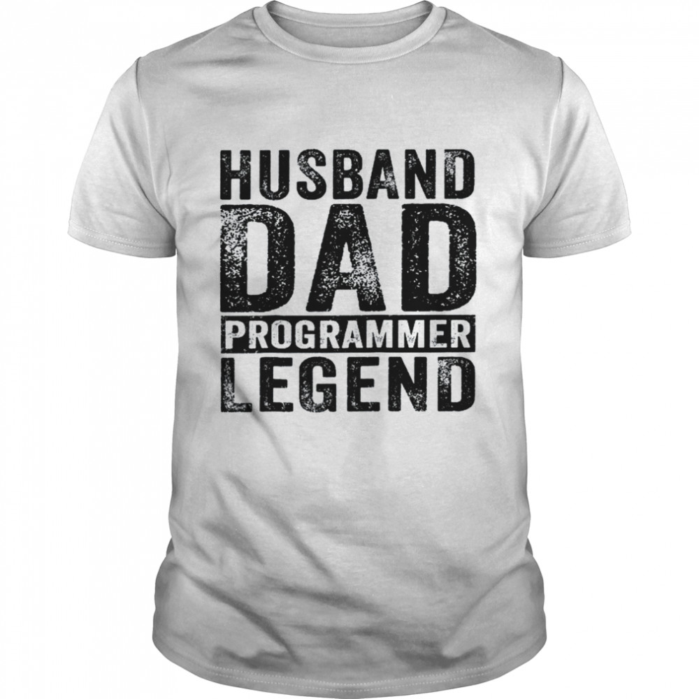 Mens Husband Dad Programmer Legend Father’s Day Distressed Shirt