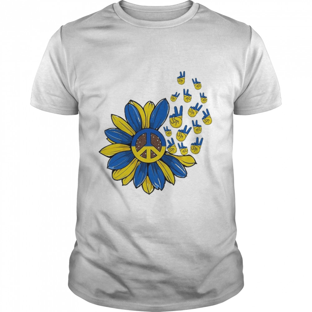 Vintage Sunflower Peace Sign Stand With Ukraine Ukrainian shirt Classic Men's T-shirt