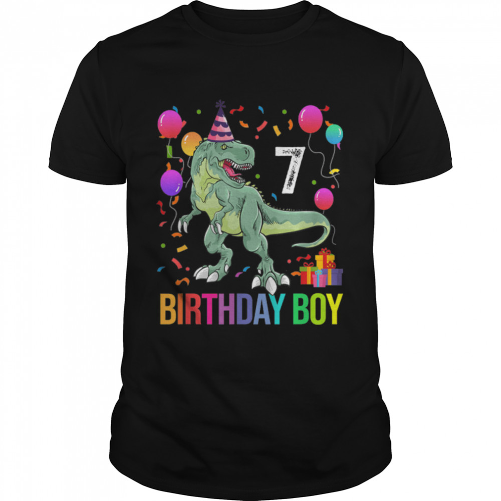 Kids 7 Year Old Shirt 7Th Birthday Boy T Rex Dinosaur T-Shirt B09Wn1Hj43
