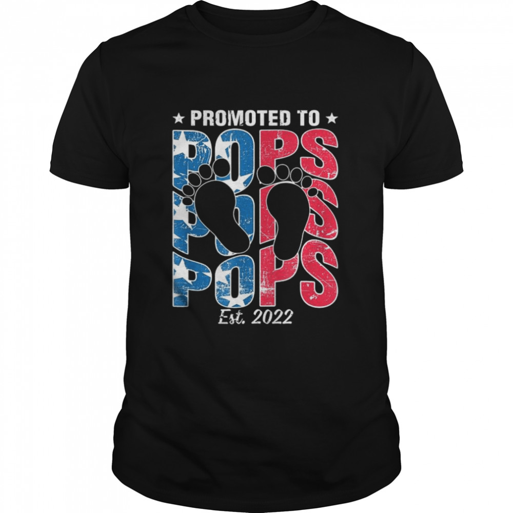 Promoted To Pops Est 2022 Men Usa Flag First Time Grandpa T-Shirt