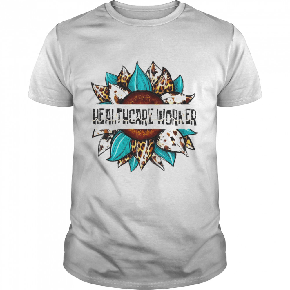 Healthcare Worker Leopard Sunflower  Classic Men's T-shirt